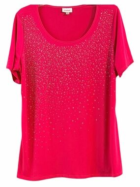 Avenue Fuchsia Pink Studded Silver Rhinestone Accents Top Size 14/16